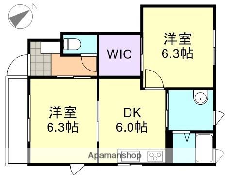 アンソレイユⅡA棟(2DK/1階)の間取り写真