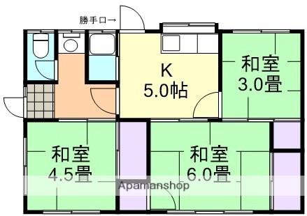 山陽本線 西阿知駅 徒歩9分 1階建 築39年(3K)の間取り写真