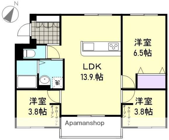 サバーブテラス黒崎新町(3LDK/1階)の間取り写真