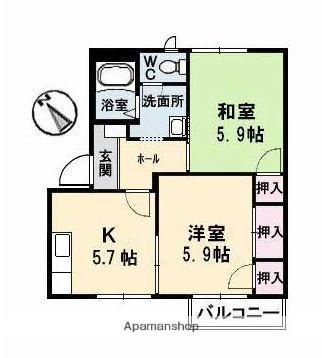 エトワールC棟(2K/2階)の間取り写真