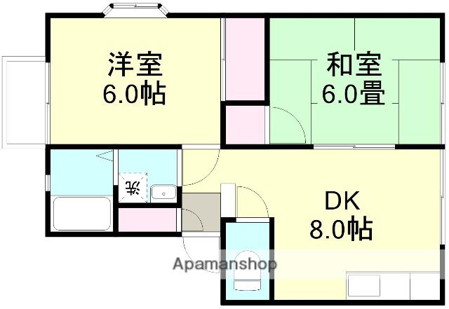 ラフォーレA棟(2DK/2階)の間取り写真