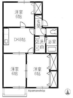 エスポワール都ⅡB棟(3DK/2階)の間取り写真