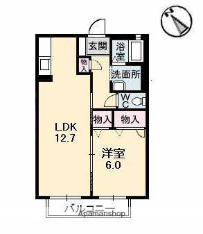 リヴィエール(1LDK/2階)の間取り写真
