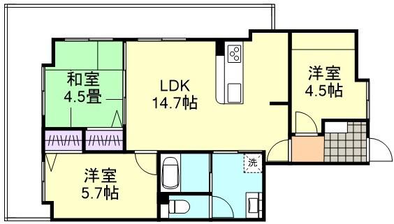 アルファライフ倉敷駅西(3LDK/8階)の間取り写真