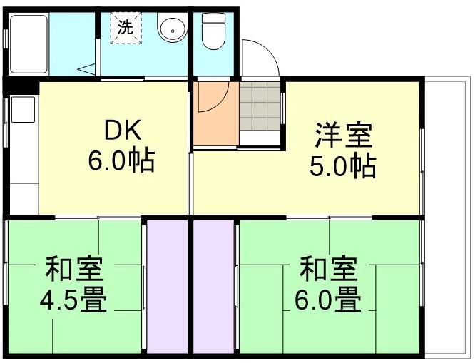 ハーベスト川入(3DK/1階)の間取り写真
