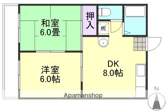ホワイトマンション吉岡C棟(2DK/1階)の間取り写真
