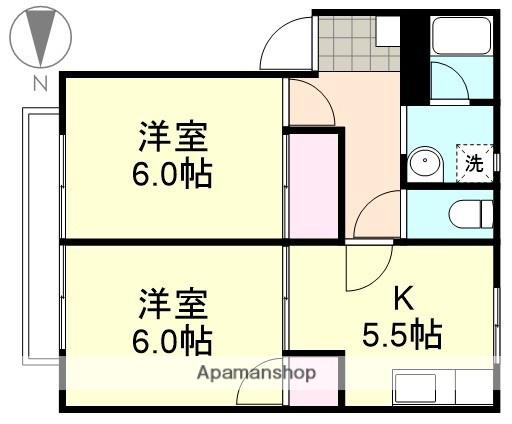 星の郷A棟(2K/2階)の間取り写真