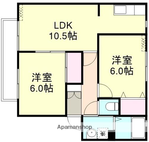 リッツガーデンⅡ(2LDK/2階)の間取り写真