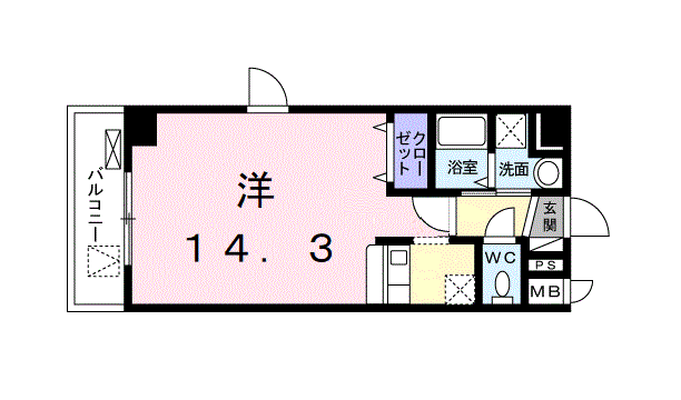 リョーアイ(ワンルーム/5階)の間取り写真