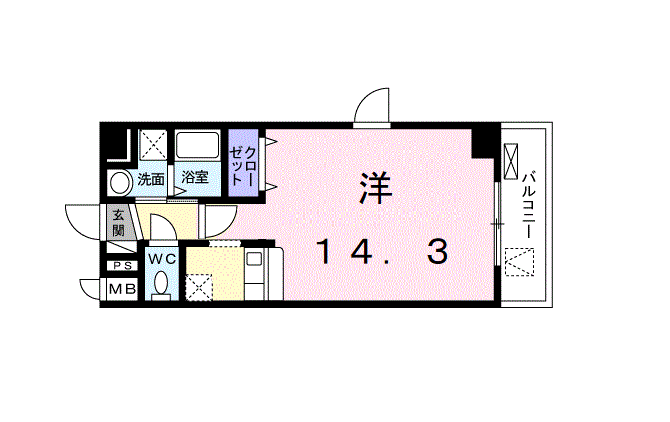 リョーアイ(ワンルーム/3階)の間取り写真