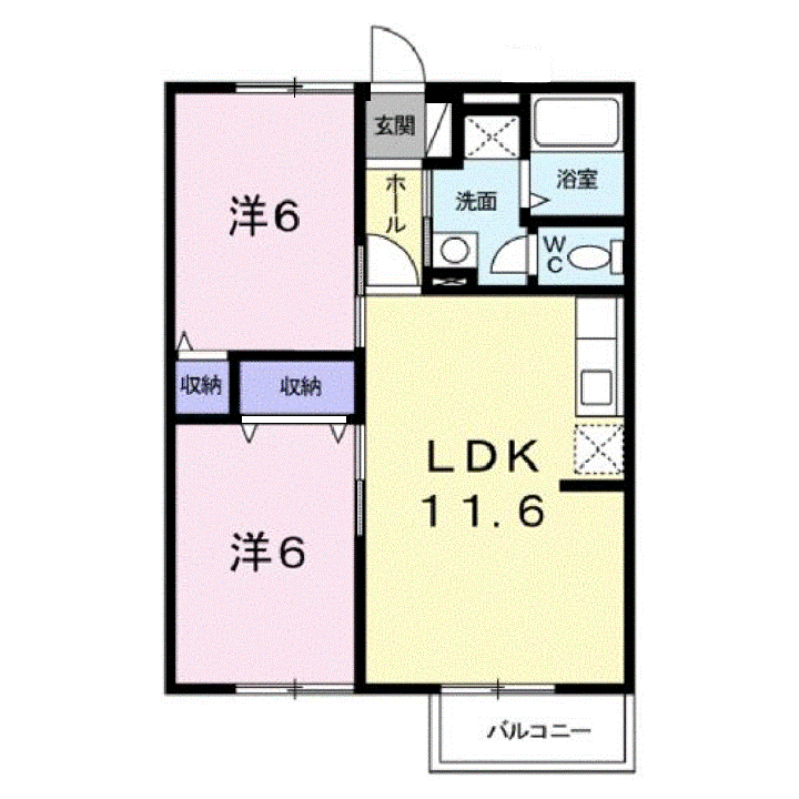 イプシロンA(2LDK/1階)の間取り写真