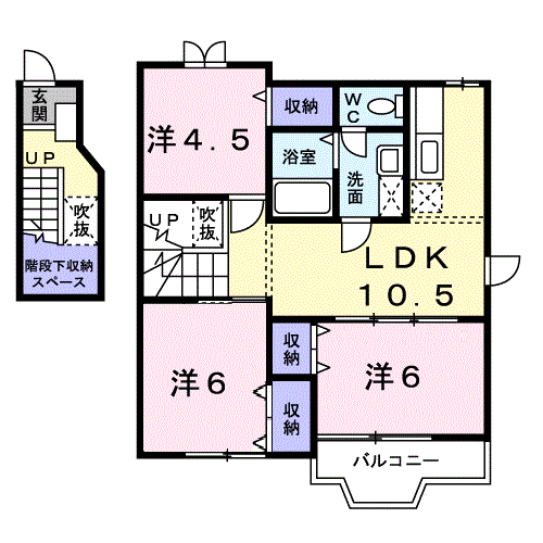 ウインズ21A(3LDK/2階)の間取り写真