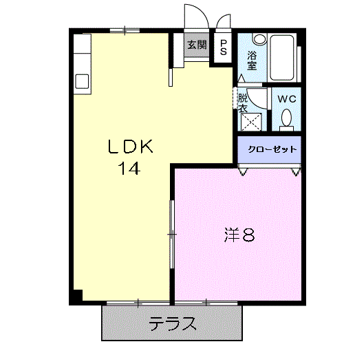 シティハイツあさひ(1LDK/1階)の間取り写真
