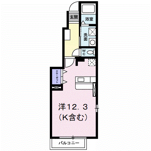 メゾンソレイユV(ワンルーム/1階)の間取り写真