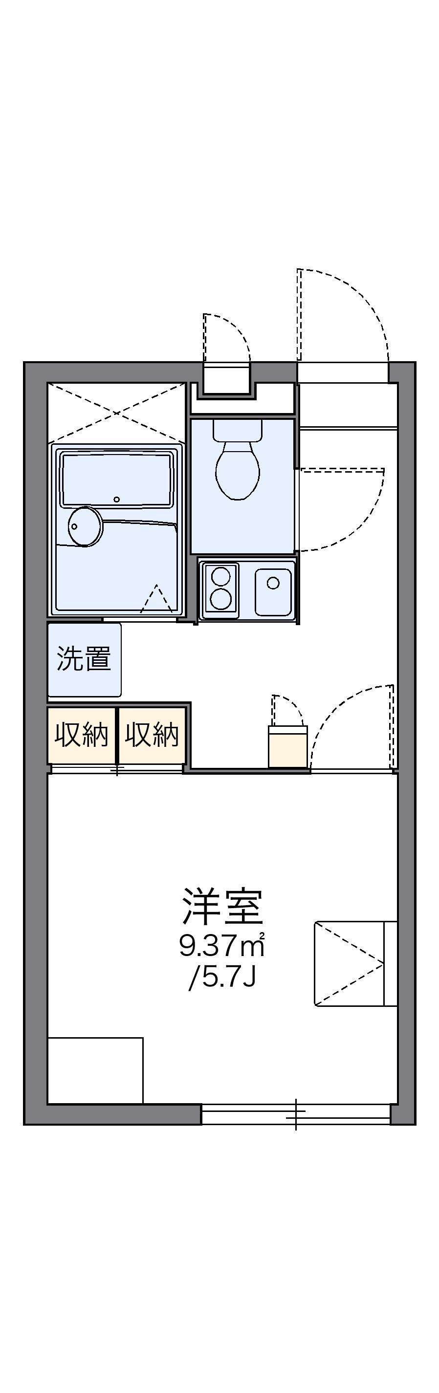 レオパレスリバーサイド竹田(1K/2階)の間取り写真