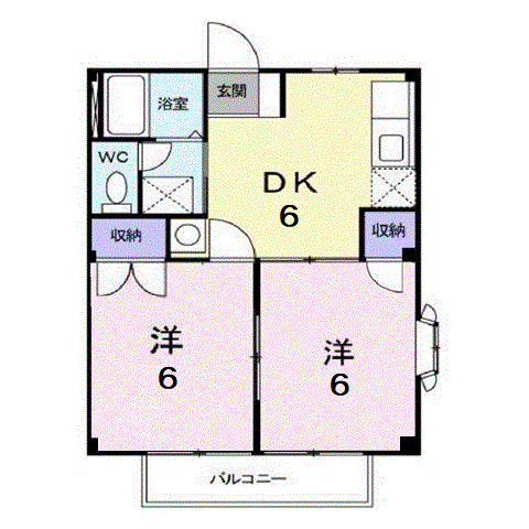 FOREVER HIRO(2DK/1階)の間取り写真