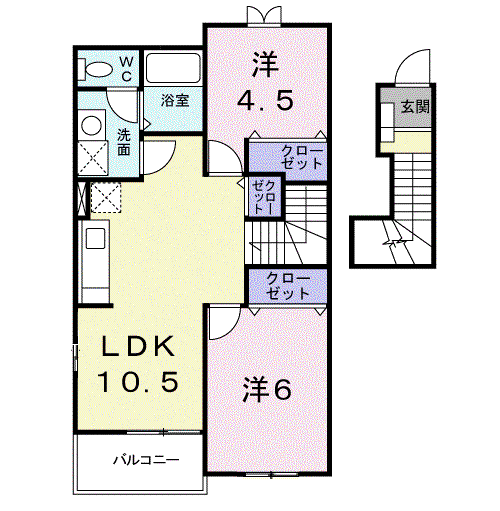 ハーモニー大崎Ⅰ(2LDK/2階)の間取り写真