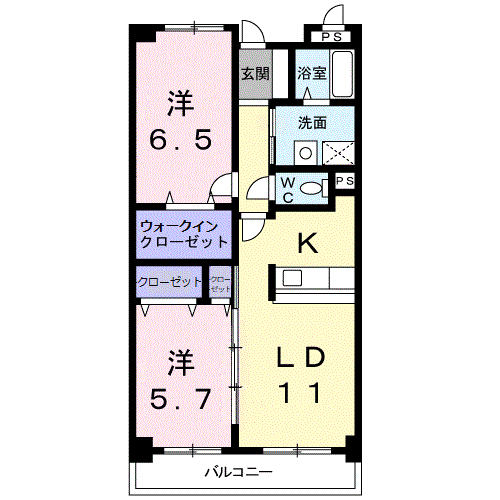 レンドール(2LDK/2階)の間取り写真
