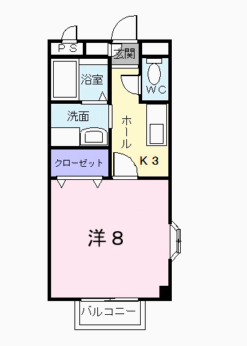 ウエスト・リバー(1K/2階)の間取り写真