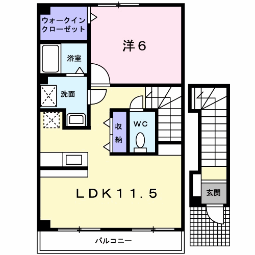 レインボーパート2(1LDK/2階)の間取り写真