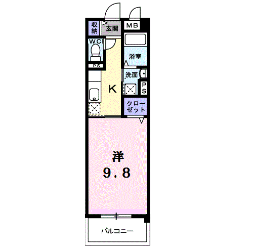 サン・フィールド(1K/3階)の間取り写真