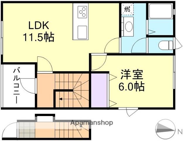 ラヴィータ C棟(1LDK/2階)の間取り写真