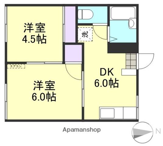 コーポ高田(2DK/1階)の間取り写真