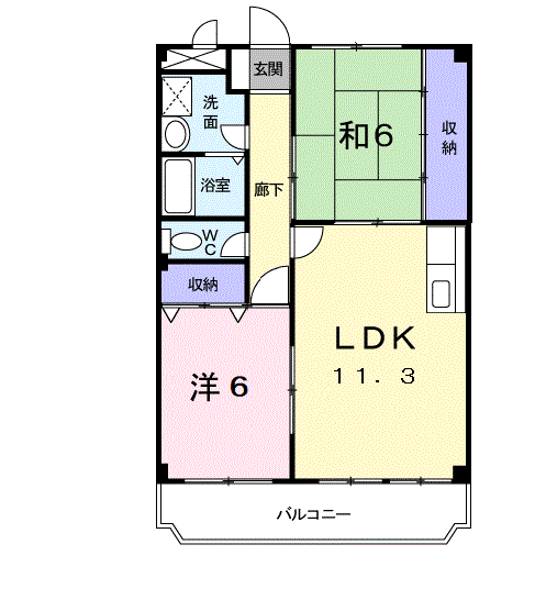 マリッチ岡(2LDK/1階)の間取り写真