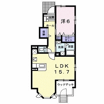 ウィンクルA(1LDK/1階)の間取り写真