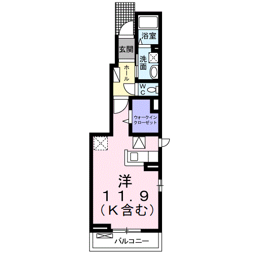 グリュックスB(ワンルーム/1階)の間取り写真