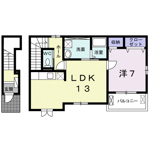 リルメルシエル(1LDK/2階)の間取り写真