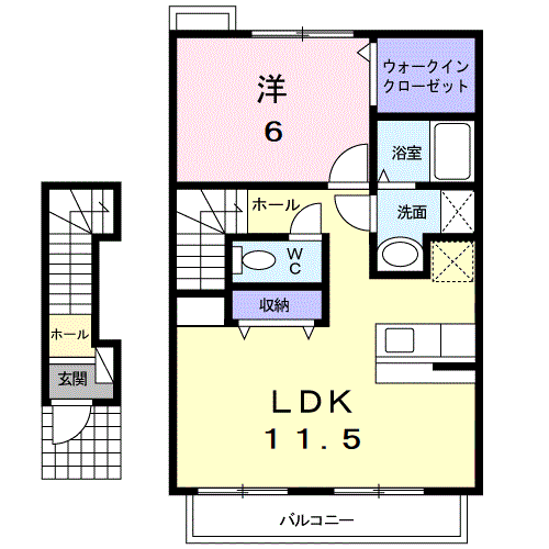 フォレストヒルズ(1LDK/2階)の間取り写真