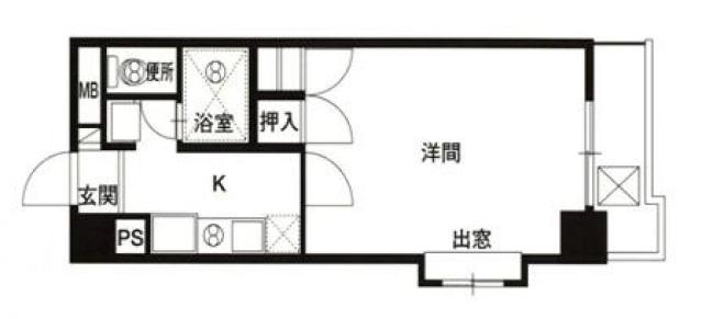 恒和レジデンス(1K/1階)の間取り写真