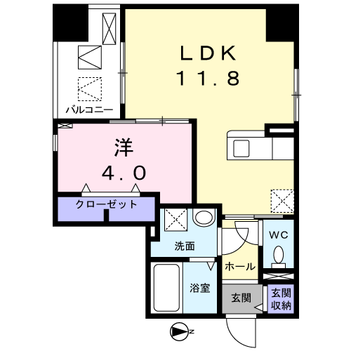 プラステ東島田(1LDK/7階)の間取り写真
