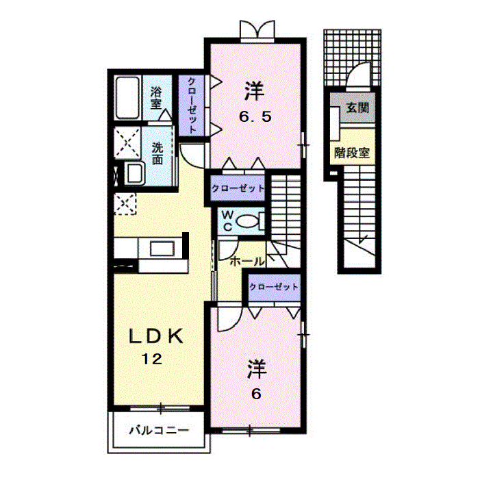 トゥジュールヴェール(2LDK/2階)の間取り写真