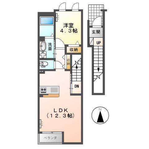 カーサ ソレイユ(1LDK/2階)の間取り写真