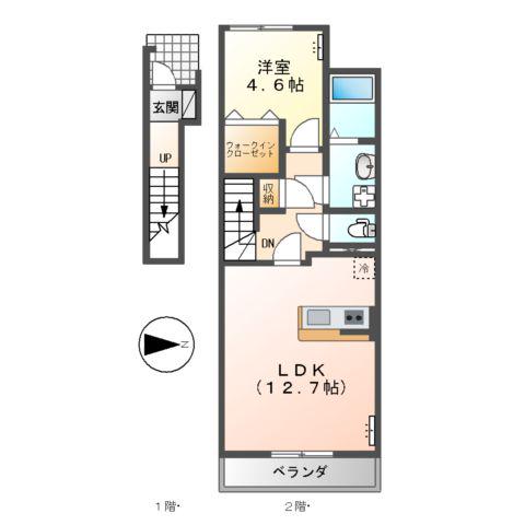 エトワール(1LDK/2階)の間取り写真