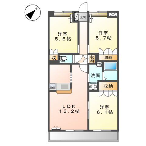 メルヴェイユ(3LDK/2階)の間取り写真