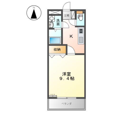 サンコート窪津(1K/2階)の間取り写真