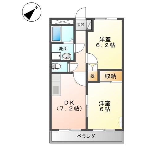 グーズベリー(2DK/1階)の間取り写真