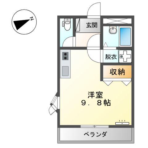 ライフシティ林(ワンルーム/2階)の間取り写真