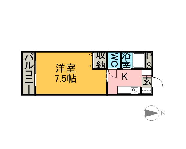 シャインキャッスル(1K/1階)の間取り写真