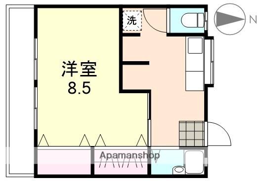 向陽荘 西(1K/2階)の間取り写真