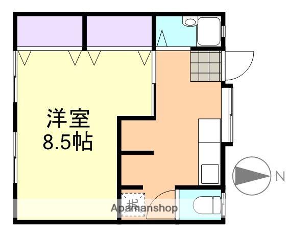 向陽荘 西(1K/2階)の間取り写真