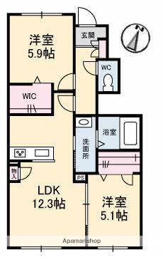 パ・ザ・パ B棟(2LDK/1階)の間取り写真