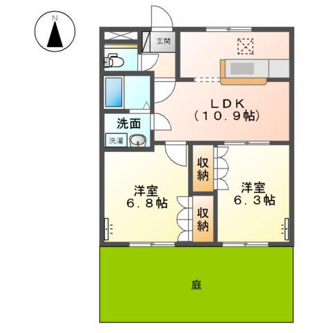 リープクレセント(2LDK/1階)の間取り写真