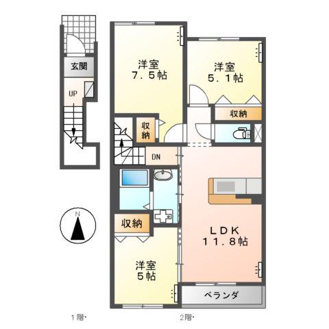グラーサ(3LDK/2階)の間取り写真