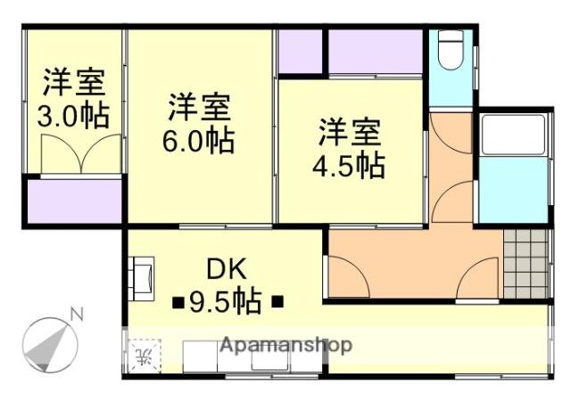 水島臨海鉄道 弥生駅 徒歩9分 1階建 築52年(2SDK)の間取り写真