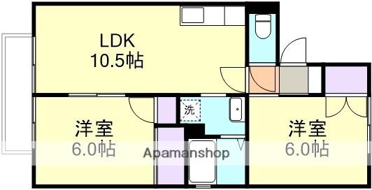 フォンティーヌB棟(2LDK/2階)の間取り写真