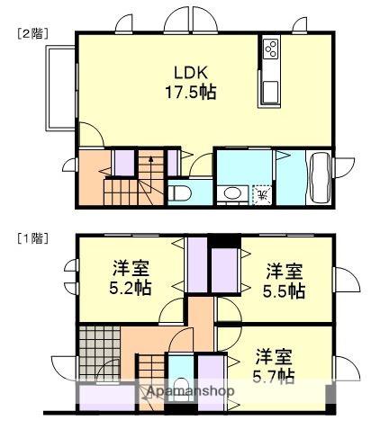 ＵＮＴＲＯＩＳ．ＵＮ(3LDK)の間取り写真